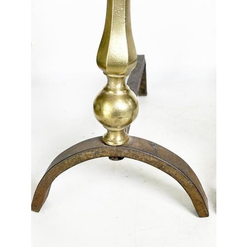 Andirons with Brass Finials, France, 1930s, Set of 2 For Sale - Image 6 of 14