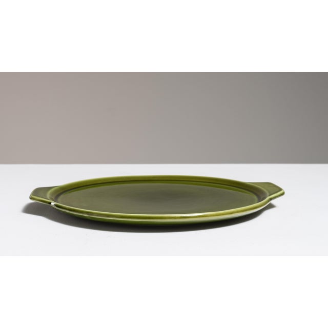 1970s France Forest Green Ceramic Platter For Sale - Image 10 of 15