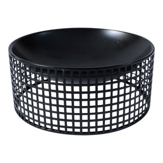 Vintage Josef Hoffmann Bieffeplast Black Coated Metal Bauhaus Wiener Werkstätte Fruit Bowl Centrepiece Dish For Sale