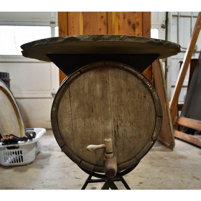 Antique Custom Barrel Pub Table With Stone Top For Sale - Image 6 of 11