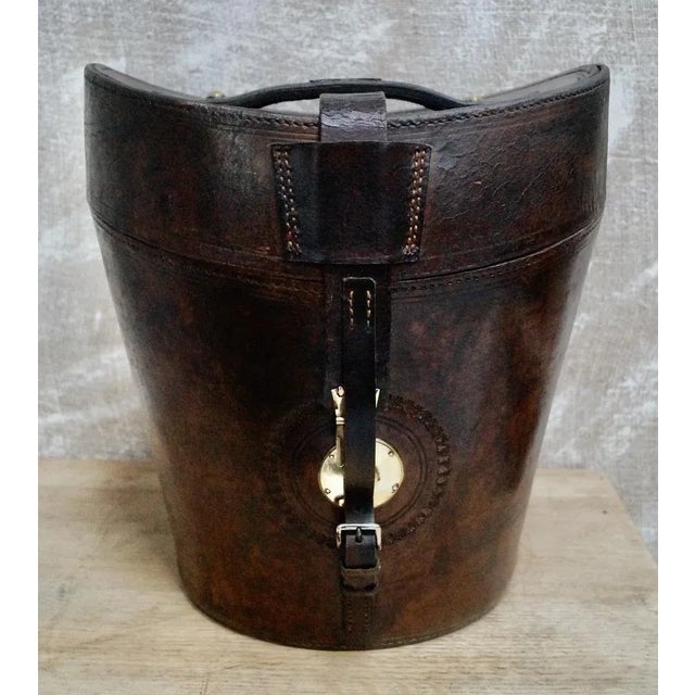 Victorian Gentlemans Triple Leather Hat Bucket from Scott & Co, 1890s For Sale - Image 11 of 11