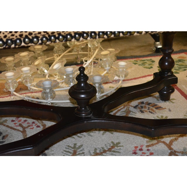 Cheetah Print Cowhide Covered Bench Ottoman W/ Nail Head Trim & Baluster Wood Base For Sale - Image 12 of 18