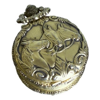 Vintage Mid-20th Century Equestrian Style Brigade Brass PocketWatch For Sale