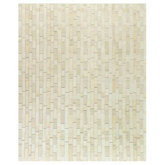 Contemporary Textural Wool, Silk and Leather Rug by Doris Leslie Blau For Sale