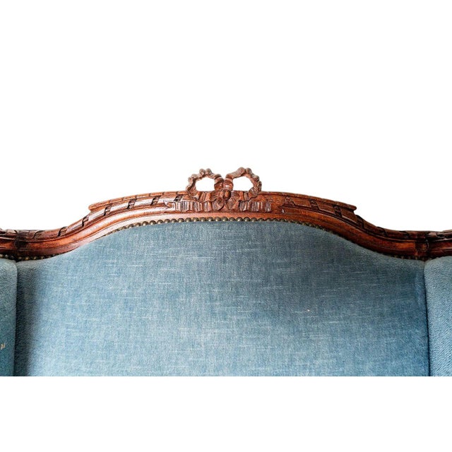 Brown Louis XVI Walnut Bergere a Oreilles, 19th Century For Sale - Image 8 of 8