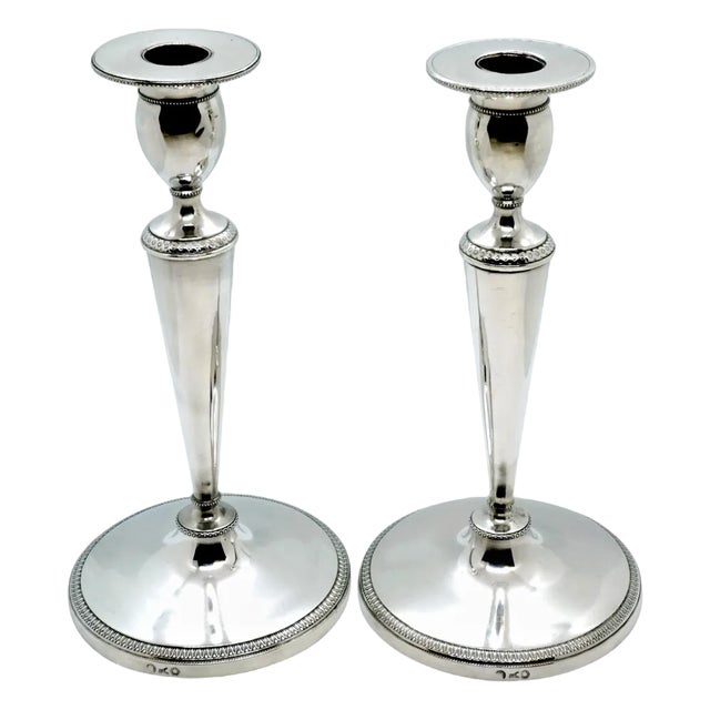 Empire Italian Silver Candlesticks, Milan, 1810s, Set of 2 For Sale