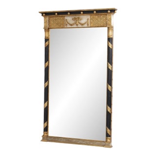 Vintage Italian Ebonized and Gilt Gold Wall Mirror For Sale