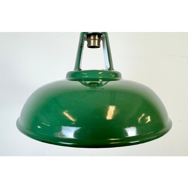 Industrial Green Enamel Factory Pendant Lamp, 1960s For Sale - Image 4 of 18