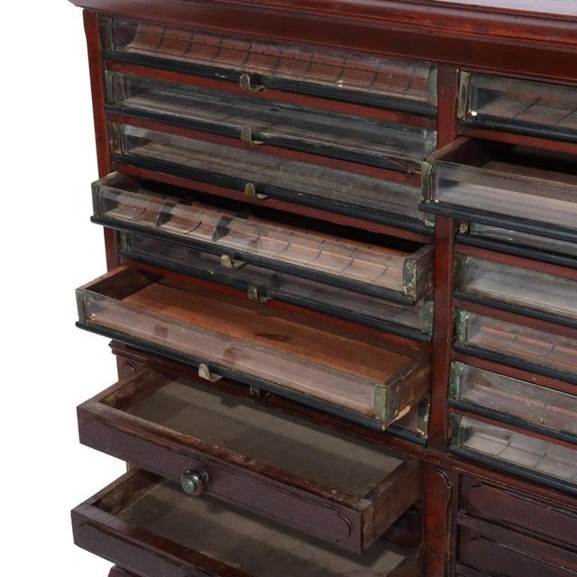 Antique Mahogany 22 Drawer Country Store Spool Cabinet C1900 For Sale - Image 6 of 12