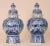 Delft Vases Chinoiserie Blue White Vintage Royal Delft Covered Jars Baluster Vases a Pair For Sale - Image 17 of 17