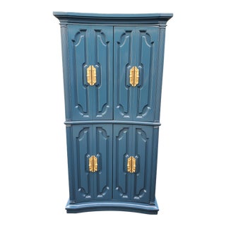 Vintage Midnight Blue Armoire For Sale