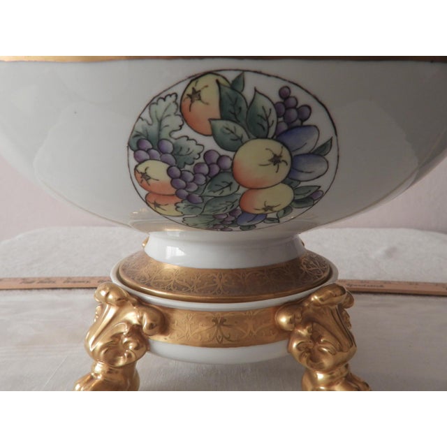 Art Deco 1900s Antique J. P. Limoges Nippon Art Deco Fruit Punch Bowl With Gold Gilt Pedestal Champagne Bucket For Sale - Image 3 of 8