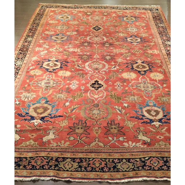 Traditional Antique 19th Century Orange Area Rug 8ft 5in X 11ft 10in For Sale - Image 3 of 8
