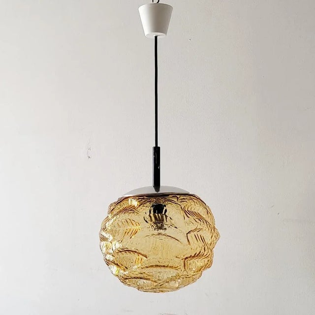Vintage Pendant Light in Glass & Steel from Erco, 1960s For Sale - Image 13 of 13
