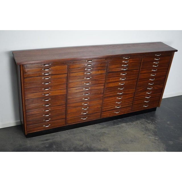 Industrial Vintage Dutch Mahogany Watchmakers Cabinet, 1930s For Sale - Image 3 of 18