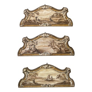 Neo-Classical Italian Painted Headboards, 1800s, Set of 3 For Sale