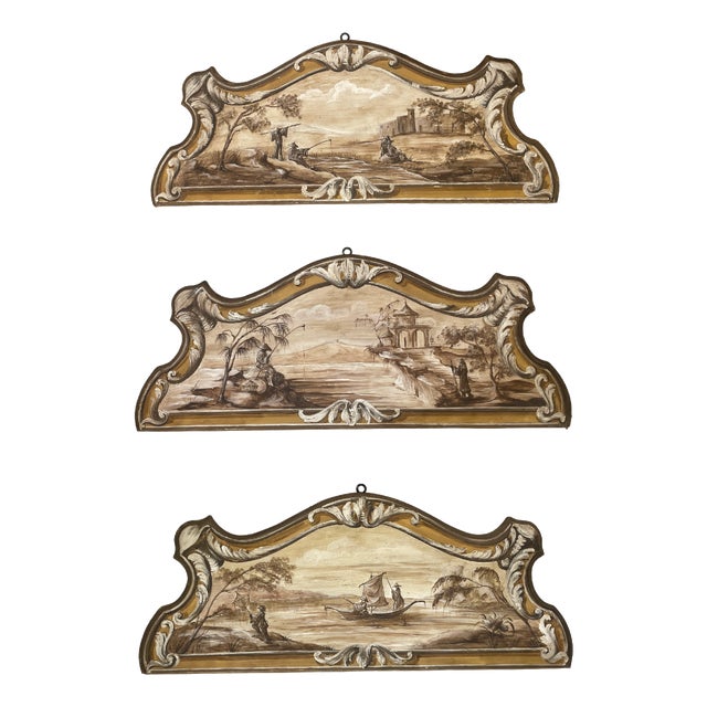 Neo-Classical Italian Painted Headboards, 1800s, Set of 3 For Sale