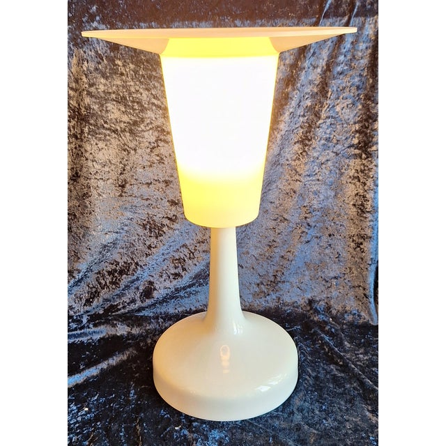 White Vintage Table Lamp with White Glazed Porcelain Base, 1970s For Sale - Image 8 of 8