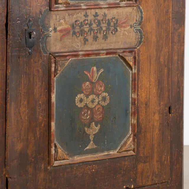 1833 Original Hand-Painted Pine One-Door Armoire For Sale - Image 9 of 15