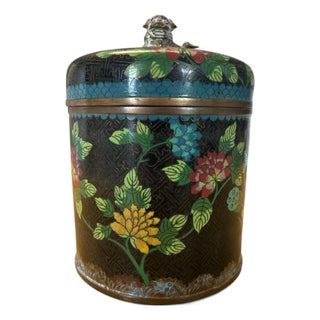 Antique Cloisonné Tea Caddy For Sale