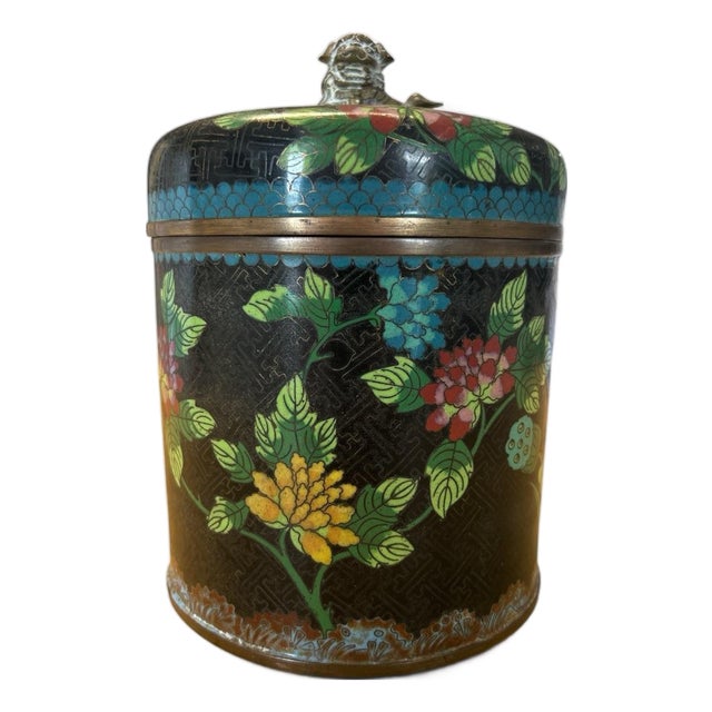 Antique Cloisonné Tea Caddy For Sale