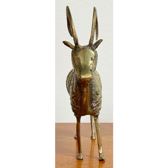 Figurative Vintage Etched Brass Ram Figure For Sale - Image 3 of 8
