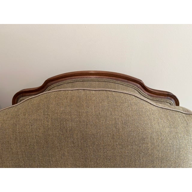 Green Heather Green Wool Bergere Chairs, a Pair For Sale - Image 8 of 10