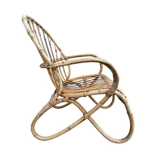 Mid-Century Modern Rattan Lounge Chair, Pays-Bas, France, 1950s For Sale - Image 3 of 7