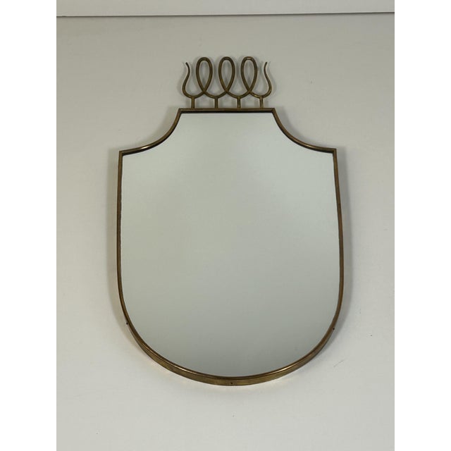 Vintage Mirror with Brass Edge by Gio Ponti, 1950s For Sale - Image 12 of 12