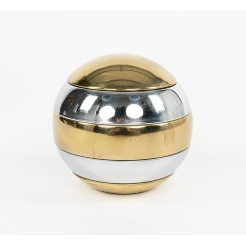 1970s Mid-Century Modern Stacked Brass and Chrome Globe Ashtray, 1970s For Sale - Image 5 of 18