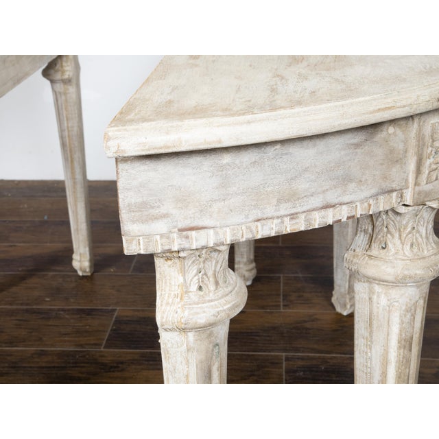 Pair of French Neoclassical Style 1880s Demilune Tables with Carved Décor For Sale - Image 4 of 12