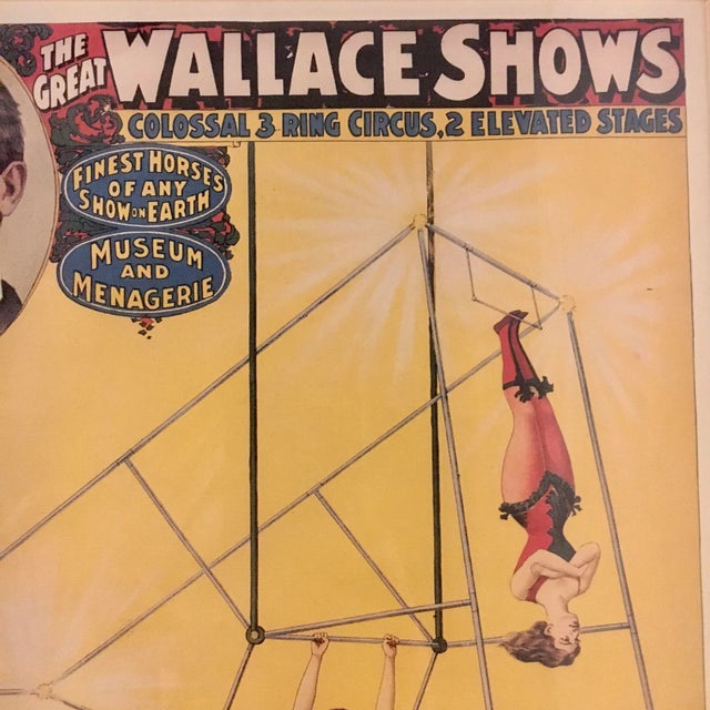 1898 Wallace Acrobat Circus Poster in Rustic-Style Frame For Sale In Baltimore - Image 6 of 11
