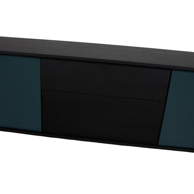Lampo Wooden Sideboard in Black Brown Petrol Green by San Giacomo For Sale - Image 5 of 14