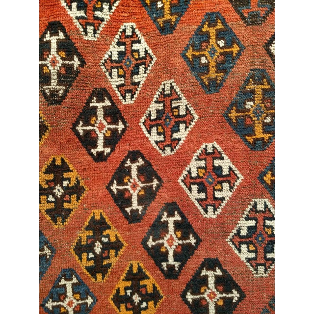 Vintage Persian Qashqai Tribal Area Rug, Hand-Knotted Wool, Geometric Pattern, 5x7, Rust & Navy For Sale - Image 12 of 16