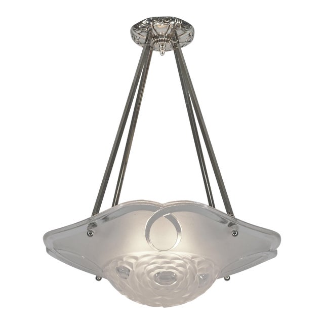 French Art Deco Pendant Light by Degue 1930 France For Sale