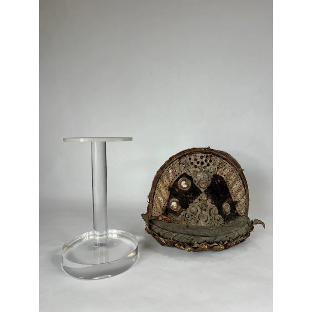 Late 19th Century Late 19th Century Bamileke Cameroon African Hat on Custom Lucite Stand For Sale - Image 5 of 9