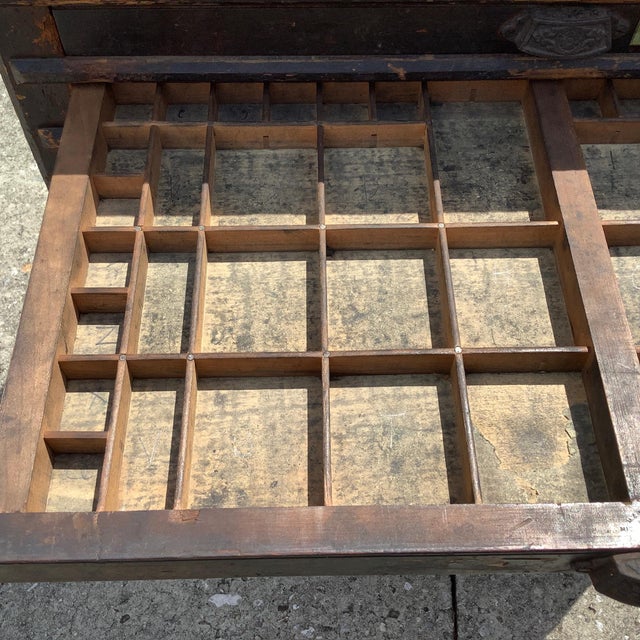 Wood Antique Typesetter Case With 12 Typesetter Trays For Sale - Image 7 of 16