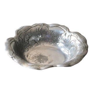 1980s Vintage Arthur Court Aluminum Bunny Rabbit Serving Bowl For Sale