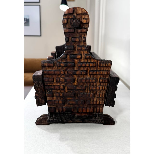 Spanish Revival Solid Wood & Brass Three Wine Bottle Holder For Sale - Image 11 of 12