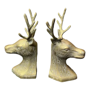 Bronze Reindeer Bookends- a Pair