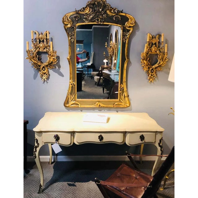 Pair of Four-Light Louis XVI Style Bird & Face Mounted Gilt Bronze Wall Sconces For Sale - Image 9 of 13