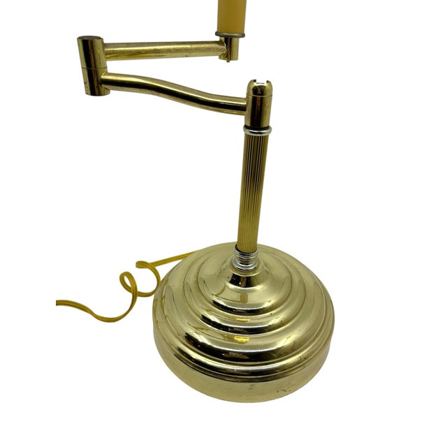 Late 20th Century Vintage Small Table Top Brass Swing Arm Lamp For Sale - Image 5 of 11