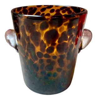 Vintage Murano Handblown Tortoiseshell Glass Champagne Cooler Ice Bucket For Sale