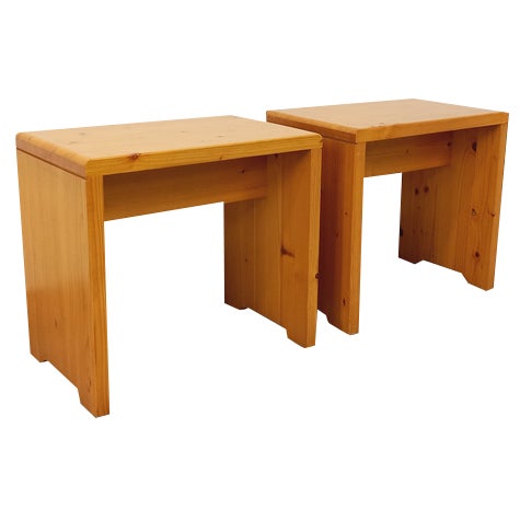 Set of Vintage Stools in Pine by Charlotte Perriand for Les Arcs, 1970s For Sale