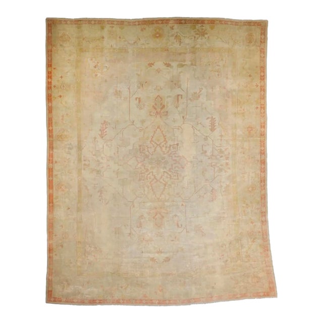Fine Antique Turkish Oushak Rug 13'0" X 16’10” For Sale