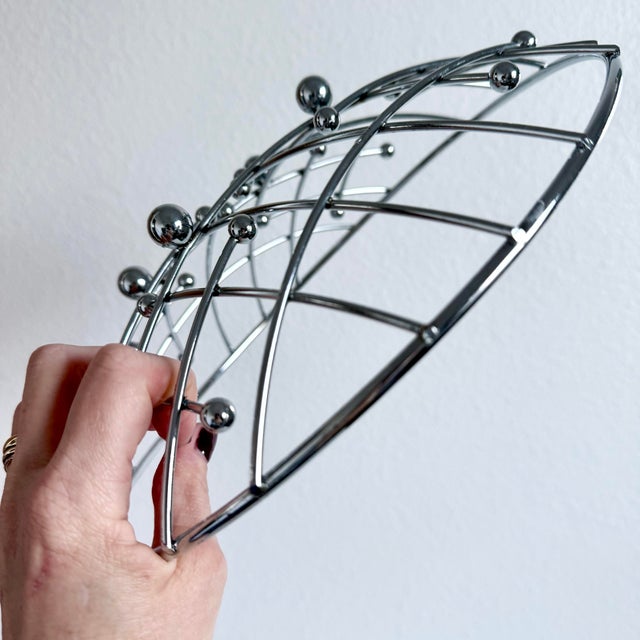 Mid-Century Modern Mid Century Modern Grid Eames Dots Sputnik Retro Metal Fruit Bowl MCM Vintage For Sale - Image 3 of 9