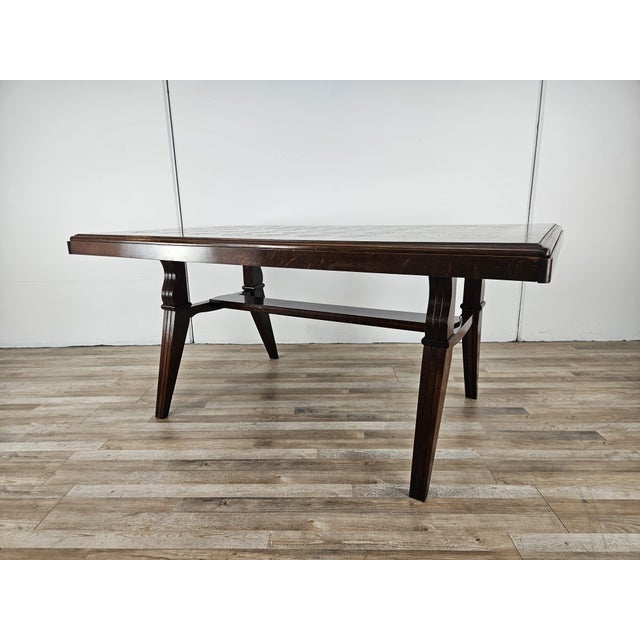 Art Deco Style Geometric Oak Table with Side Extensions, 1950 For Sale - Image 16 of 18