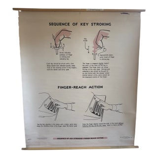 Vintage 1969 Typing Instruction Pull-Down Chart – Secretary School Poster --Poster B For Sale