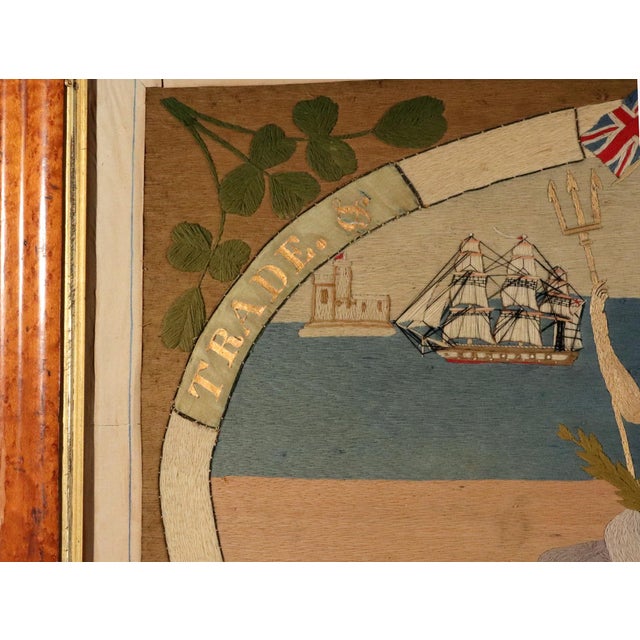 Large Sailor's Woolwork of Britannia With Ships Celebrating Trade and Commerce For Sale - Image 10 of 17