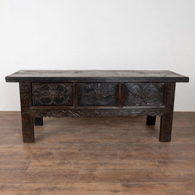 Baroque 18th Century Chestnut Console Table With Three Large Carved Drawers For Sale - Image 3 of 18